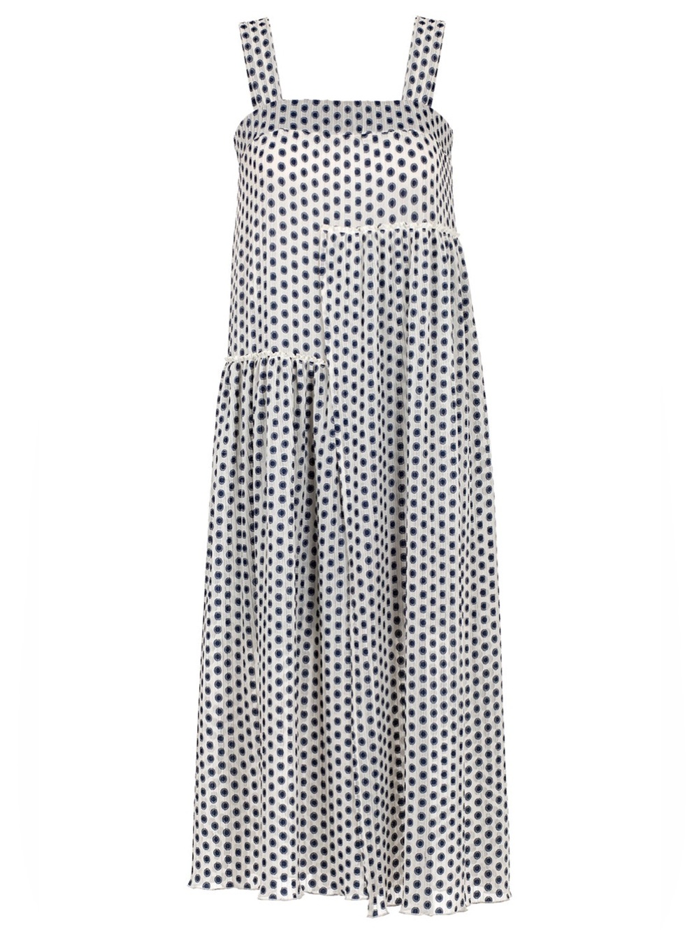 COP. COPINE Euphorie Asymmetrical Polka Dot Dress White/Blue Imprime Blanc 42/XL
